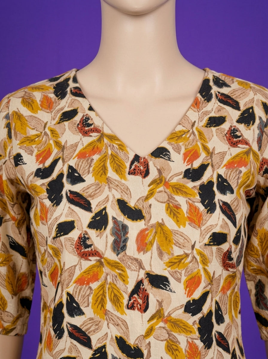 Golden Leaf Short Kurti