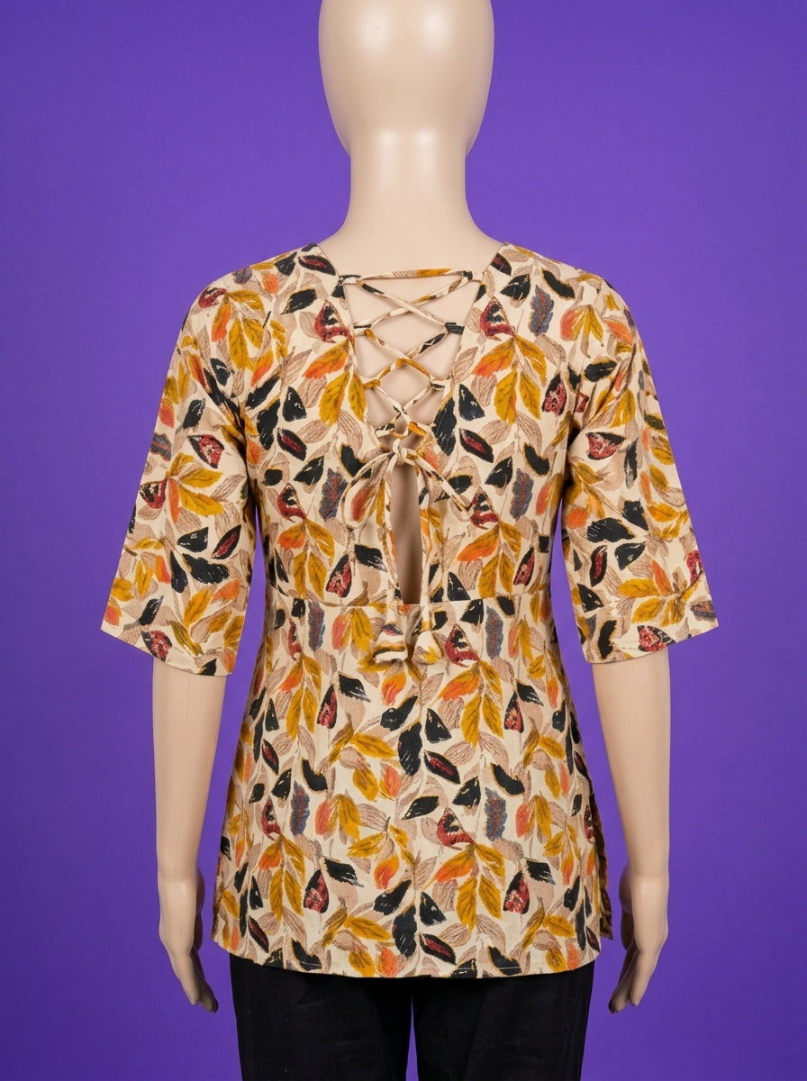 Golden Leaf Short Kurti
