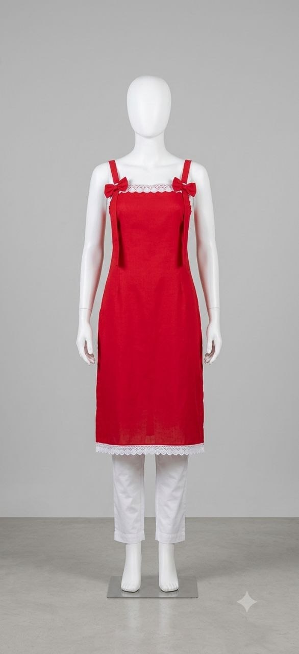 BOW KURTI WITH WHITE PANT