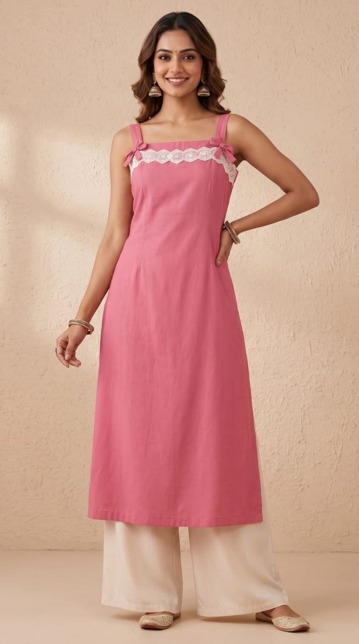 BOW KURTI WITH WHITE PANT