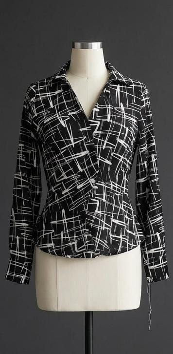 Midnight Grid Corset Wrap Shirt