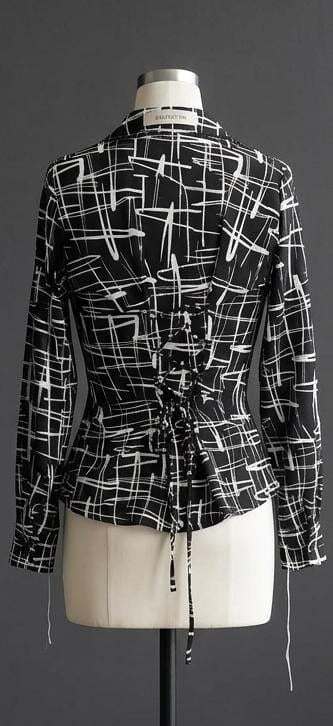 Midnight Grid Corset Wrap Shirt
