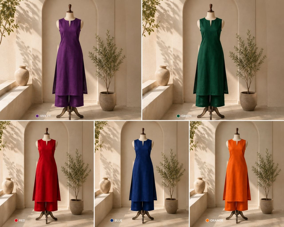 Minimalist Sleeveless Kurta & Wide-Leg Co-Ord Set
