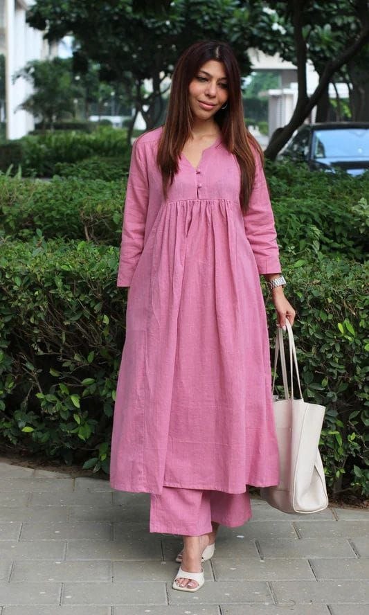 Effortless Blush Pink Cotton-Linen Co-ord Set