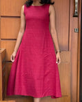 Minimalist Textured Raw Silk Look A-Line Dress